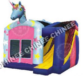 T5-113 Unicorn Inflatable Castle Bouce House Combo Slide