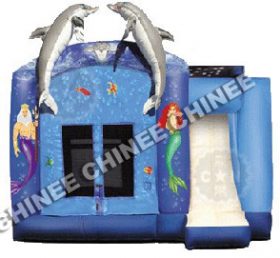 T5-115 Disney Mermaid Dolphin Inflatable Slide Castle