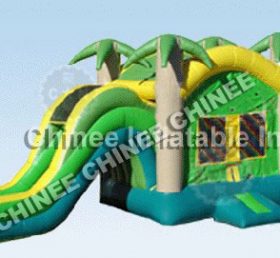 T5-168 Inflatable Castle Jungle Tema Bouncing House dan Kombinasi Slide