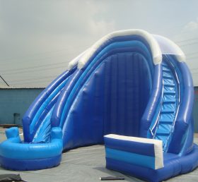 T8-469 Slide tiup komersial biru raksasa untuk penggunaan luar ruangan