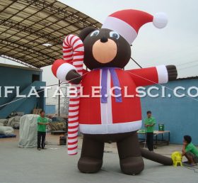 C1-159 Candy Cane Christmas Inflatable Bear