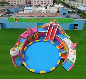 Pool2-722 Candy World Inflatable Slide Pool