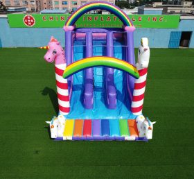 T8-2100 Unicorn Slide Inflatable Dry Slide Anak Unicorn Tema Inflatable Castle