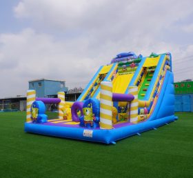 T8-3806 Castle Inflatable Outdoor SpongeBob Paradise dengan Slide