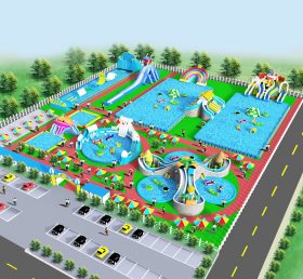 IS11-4002 Area Inflatable Maksimum Taman Hiburan Inflatable Taman Bermain Luar Ruangan