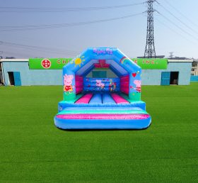 T2-4027 15X12Ft Blue Pink Pig Girl Bouncing House