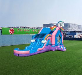 T2-4418 Rainbow Unicorn Jumping Slide Inflatable Castle