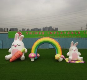 Arch2-402 Rainbow Rabbit Arch Perayaan Paskah Inflatable Dekorasi