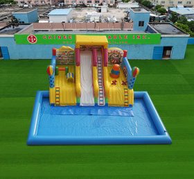 Pool2-827 Taman air tiup karnaval dengan kolam renang